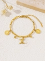 Bracelet chaîne hip-hop doré avec pendentif lettre X et breloques de pièces - Lettre Reine X (S4001X) / Or