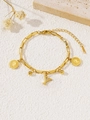 Bracelet hip-hop en acier titane doré avec breloques de pièces et pendentif Y - Lettre Reine Y (S4001Y) / Or