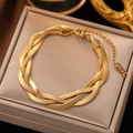 Dreilagiges geflochtenes Schlangenkette Armband in Goldoptik mit K18-Anhänger - Dreisträngiges Armband (SLE96)