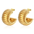 Boucles d'oreilles créoles en U en acier inoxydable plaqué or 18 carats avec texture - Or (MS-169)