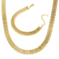Golden mesh chain necklace and bracelet jewelry set with polished metal weave - 8mm Mesh / Gold Necklace (XLH6016)