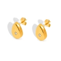 Detailansicht der goldenen Tropfenohrstecker mit Zirkonia-Sternen und Schmetterlingsverschluss - Wassertropfen Stern Ohrstecker (XKE0211) / Gold