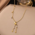 Collier doré élégant avec pendentifs étoile du nord et breloques en zircone cubique - Pompon Étoile Zirconia (H6184) Or