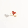 Bague réglable en titane doré avec motif cœur rouge et texture perlée élégante - Ouvert Réglable / Bague Cœur Rouge (D008)