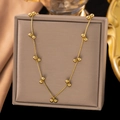 Halskette aus 18K vergoldetem Edelstahl mit feinen Goldperlen für Damen - Gespleißte Perlenkette (H1145) / Gold