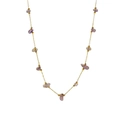 Golden fine chain necklace with irregular purple amethyst stones and gold beads - Necklace / Gold Purple Stone Necklace
