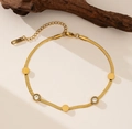 Vergoldete Schlangenkette Fußkettchen mit runden Metallanhängern und Zirkonia-Steinen - Weißer Zirkonia-Blade-Chain-Stil (B5084)