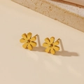 Boucles d'oreilles tournesol minimalistes plaquées or 18 carats avec design marguerite - Style Marguerite / Or
