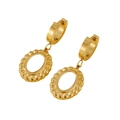 French luxury gold scalloped oval drop huggie earrings for women made of durable titanium steel - White Stud Earrings (A713)