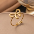 Elegant gold bow-shaped open adjustable ring with a silk matte finish for women - 【f158】bow Ring Gold