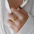Fashionable 18k gold plated fish scale ring with shimmering wave design for women - US Size 5 / Fish Scale Pattern Gold