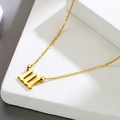 Collier minimaliste en acier inoxydable doré avec pendentif chiffre angélique et socle marbre - 111 (X1061)