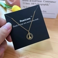 Gold chain necklace with Eiffel Tower pendant on a black Fearless display card - Gold Eiffel Tower Style (X504 Gold)