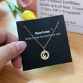 Golden crescent moon and star pendant necklace on black card with zircon stones - Gold Moon Star Style (X505 Gold)