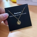 Luxurious gold heart pendant necklace with black insert on elegant display card - Gold Black Disc Double Heart Style (X513 Gold)