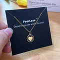 Elegant gold heart pendant necklace with black ring inlay on a branding display card - Gold Double Ring Black White Heart Style (X516 Gold)