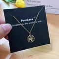 Golden Tree of Life necklace with cutout pendant on elegant black FearLess display card - Gold Tree of Life Style (X521 Gold)