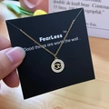 Gold plated titanium steel necklace featuring a crystal paved double heart ring pendant - Gold Ring Double Heart Style (X522)