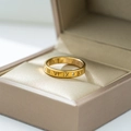 Gold-plated titanium steel ring with roman numerals and sparkling cubic zirconia stones - US 6 / Gold