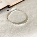 Elegant S925 silver pearl bracelet with star-like silver beads on beige fabric - Single Layer Artificial Pearl Bracelet