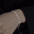 Sparkling silver stardust bracelet featuring a shimmering textured finish for women - Starry Water Wave Chain Bracelet / Silver