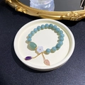Natural stone beaded bracelet with green jade beads and pink crystal pendants - S104 Hetian Green Jade Bracelet