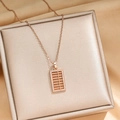 Rose gold abacus necklace with sparkling cubic zirconia on a champagne silk gift box - Rose Gold Abacus Style