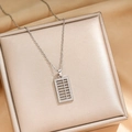 Silver color abacus pendant necklace with white zircons on a champagne jewelry box - Silver Abacus