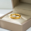 Polished gold titanium steel ring with Forever Love engraving in a premium jewelry box - US 7 / Gold