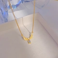 Gold angel wing necklace with moonstone drop pendant in a white jewelry display box - Gold Colorful Angel Wings