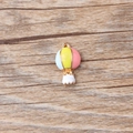 DIY colorful hot air balloon enamel pendant charm for necklaces and bracelets in gold finish - Blue Yellow Pink Patchwork Style (1) / 10 Pieces Pack