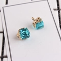 DIY light blue cube crystal pendant with gold base and heart cutout detail - Lake Blue