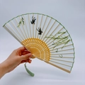 Exquisite silk embroidered folding fan featuring green willow and swallow with tassel - 2026 Hot Selling Item - Suzhou Embroidery Fan - Willow Swallow Brings Good News