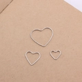 Three sizes of minimalist heart-shaped silver metal frames for DIY jewelry making - Silver Heart Style (Medium)