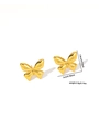 Detailed macro view of gold butterfly earrings with dimensions 1.8cm x 2.0cm - 3D Streamlined Butterfly Style (E0326)
