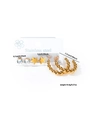 Detailed set of stainless steel gold ball hoop earrings and star stud jewelry on card - Star Beaded Style (EXRGE0452)