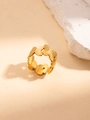 Golden titanium steel ring with textured butterfly relief and adjustable open band - Gold Butterfly Embossed Style
