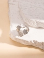 Asymmetric silver leaf design adjustable stainless steel ring for women in silver finish - Silver Continuous Leaf Style
