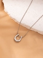 Minimalist silver horseshoe pendant necklace with polished snake chain in stainless steel - Horseshoe Chain (Silver)