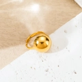 Polished gold titanium steel ring with oversized hemisphere design on marble background - Polished Hemisphere Open Ring