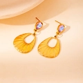 18K gold-plated butterfly style teardrop earrings with purple pear-shaped zirconia - U-shaped Pleated Purple Teardrop Gem