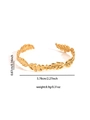 Detail of 18K gold-plated titanium laurel leaf bangle with precise dimensions and weight - French Retro Laurel Leaf Style