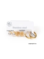 Detailed view of 3-piece stainless steel earring set with zircon and tree of life studs - Tree of Life Gold Style (EXRGE0462)
