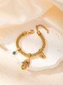 Pulsera de cuentas doradas con dijes de Ojo Turco y Mano de Fátima sobre piedra - Pulsera de Cuentas de Mano de Fátima Ojo Turco