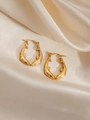 Modern gold hoop earrings with irregular texture and star element on silk fabric - Irregular Streamline Texture (BJGE0258)