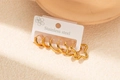 Trois paires de boucles d'oreilles dorées en acier inoxydable avec étoile et anneaux - Ensemble de Boucles d'Oreilles Étoile Mixte