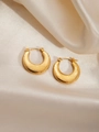 Golden crescent hoop earrings with spiral texture and bohemian metal finish - Spiral Wave Texture (BJGE0262)