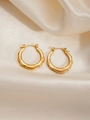Textured gold star hoop earrings in stainless steel with retro wavy finish - Wavy Embossed Texture (BJGE0263)