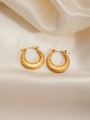 Golden wide hoop earrings with hammered texture and star element in polished finish - Vintage Hammered Texture (BJGE0265)