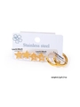 Dettaglio del set di orecchini in acciaio dorato con stelle e cerchi classici - Set Stella Cerchio (0465)